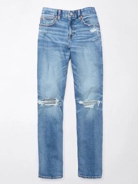 American Eagle Curvy Stretch Ripped Straight Jeans | Size 8 Short